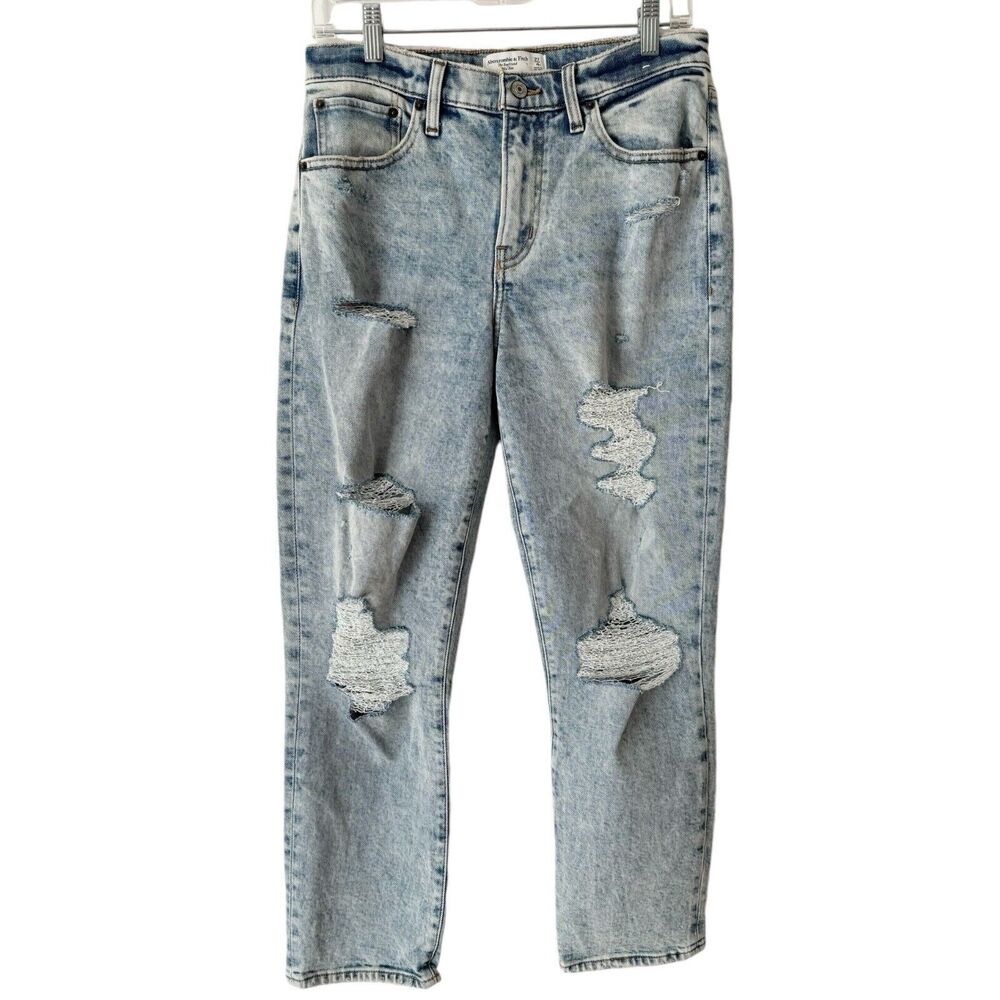 Abercrombie & Fitch The Boyfriend Acid Wash Distressed Jeans Women’s Size 27 / 4